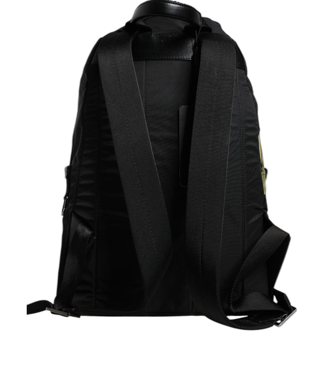 Dolce & Gabbana Black Logo Tape Polyamide School Travel Backpack Men Bag