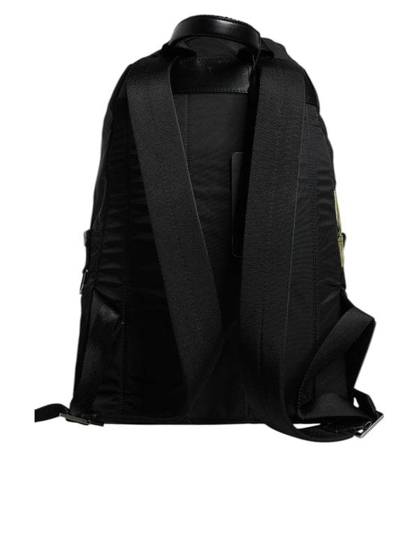 Dolce & Gabbana Black Logo Tape Polyamide School Travel Backpack Men Bag