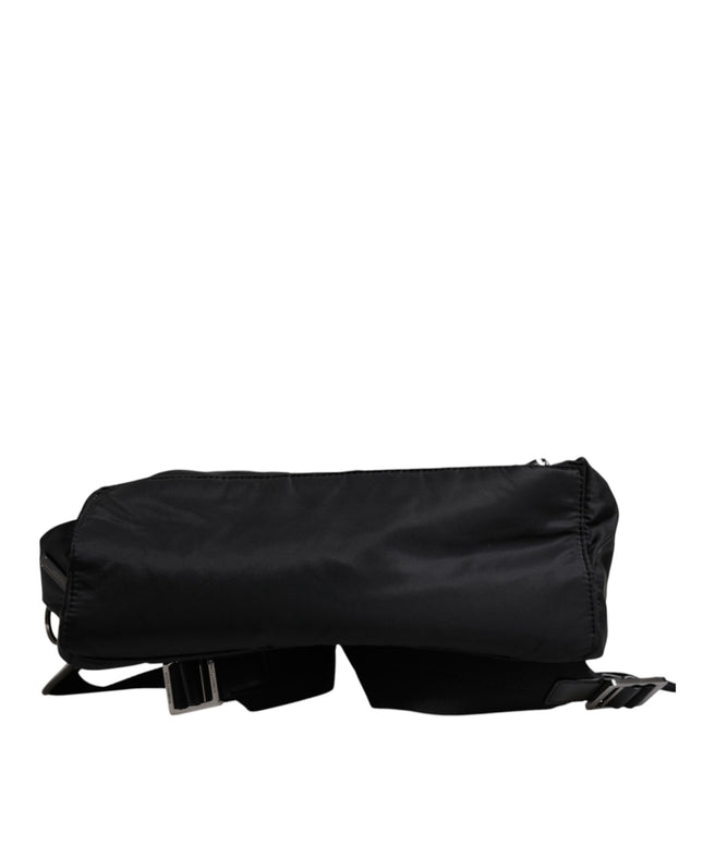 Dolce & Gabbana Black Logo Tape Polyamide School Travel Backpack Men Bag