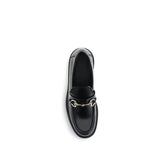 Gucci Black Calf Leather Bos Taurus Slip-On Loafers