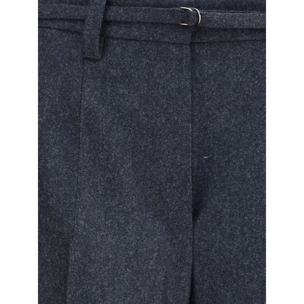 Brunello Cucinelli Gray Fleece Wool Casual Pants