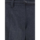 Brunello Cucinelli Gray Fleece Wool Casual Pants