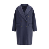 Brunello Cucinelli Blue Cashmere Coat