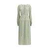 Kristina Ti Silk long Dress with foliage print