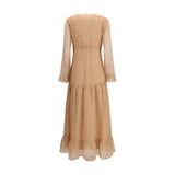 Kristina Ti Silk long Dress with rouches