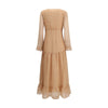 Kristina Ti Silk long Dress with rouches