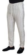 Dolce & Gabbana White Stripes Silk Lounge Trouser Pants