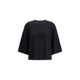 Fabiana Filippi Black Fleece Wool Sweatshirt