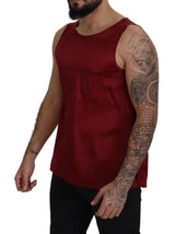 Dolce & Gabbana Red Round Neck Sleeveless Silk T-shirt