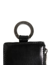 Dolce & Gabbana Black Leather Logo Embossed Lanyard Card Holde Wallet