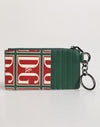 Dolce & Gabbana Green Calf Leather Logo Print Monogram Card Holder Wallet