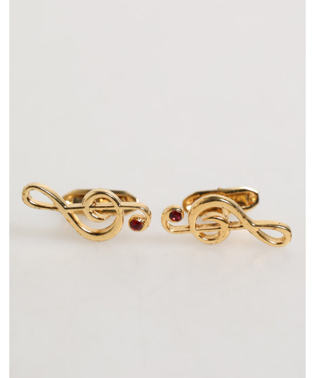 Dolce & Gabbana Gold Musical Note Metal Brass Pin Men Accessory Cufflinks