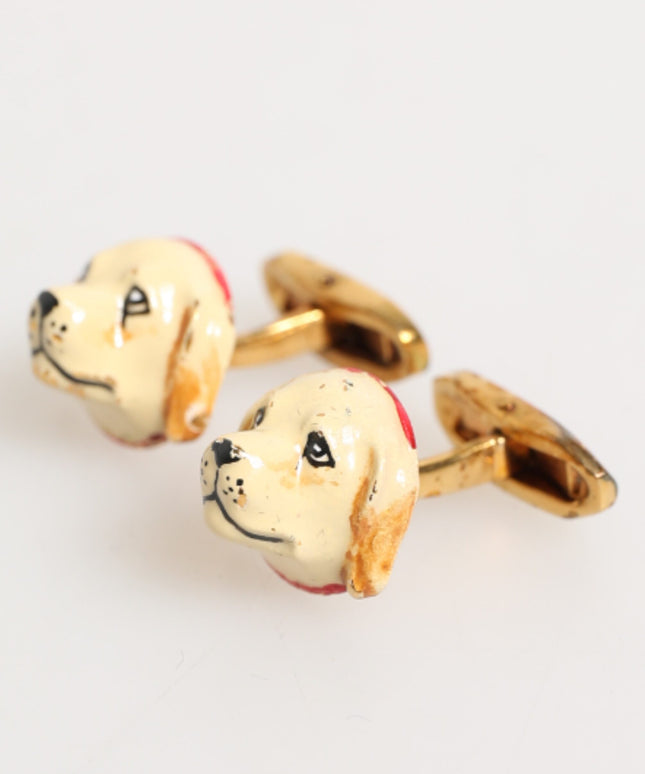 Dolce & Gabbana Brass Gold Tone Dog Puppy Men's Accessories Cufflink
