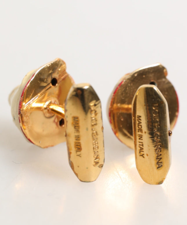 Dolce & Gabbana Brass Gold Tone Dog Puppy Men's Accessories Cufflink