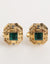 Dolce & Gabbana Emerald Green Crystal Gold Tone 925 Sterling Accessory Cufflink