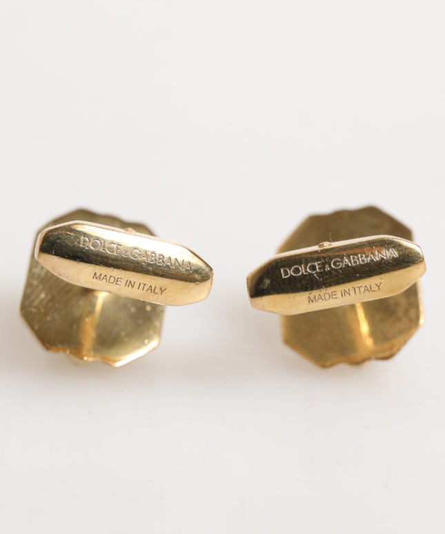 Dolce & Gabbana Emerald Green Crystal Gold Tone 925 Sterling Accessory Cufflink