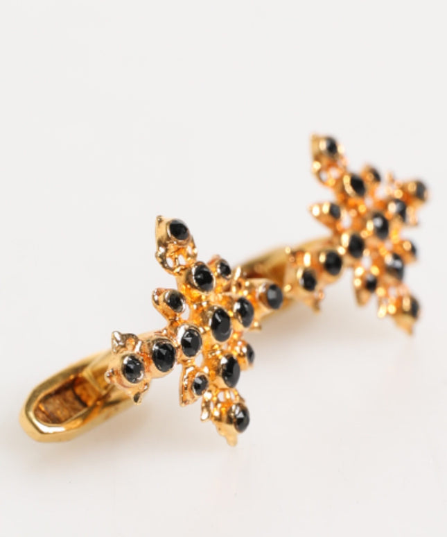 Dolce & Gabbana Gold Tone Brass Cross Crystal Men Accessory Cufflink