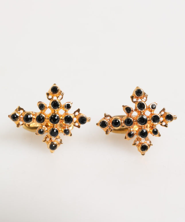 Dolce & Gabbana Gold Tone Brass Cross Crystal Men Accessory Cufflink