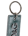 Dolce & Gabbana Army Green Leather Logo Metal Ring Men Keychain Keyring