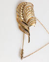 Dolce & Gabbana Gold Tone Leaf 925 Sterling Silver Crystal Chain Pin Brooch
