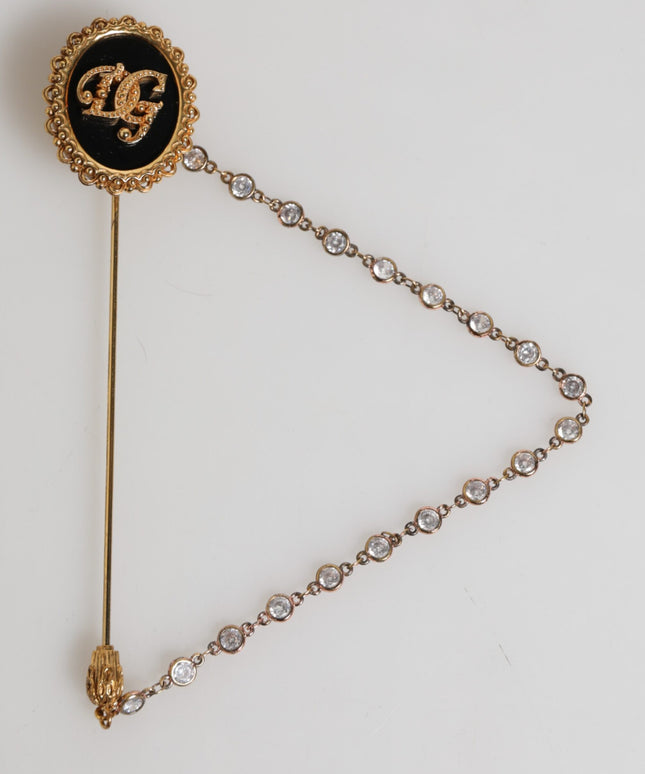 Dolce & Gabbana Lapel Pin DG Logo Gold Chain Mens Accessories Brooch