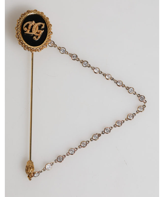 Dolce & Gabbana Lapel Pin DG Logo Gold Chain Mens Accessories Brooch