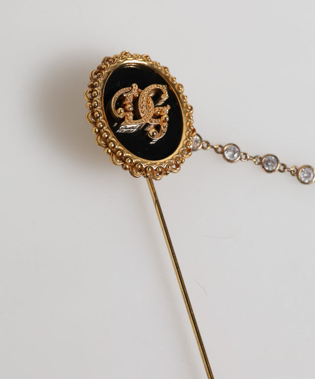 Dolce & Gabbana Lapel Pin DG Logo Gold Chain Mens Accessories Brooch