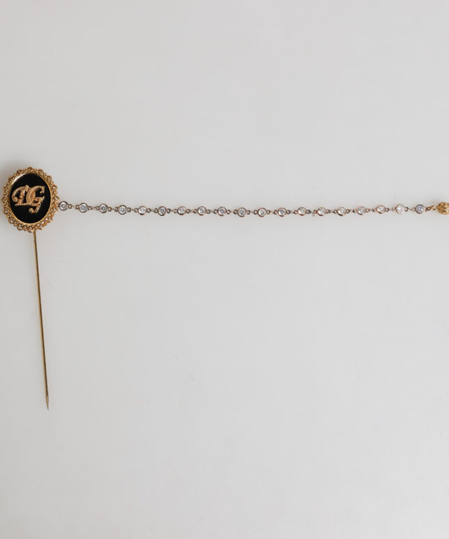 Dolce & Gabbana Lapel Pin DG Logo Gold Chain Mens Accessories Brooch