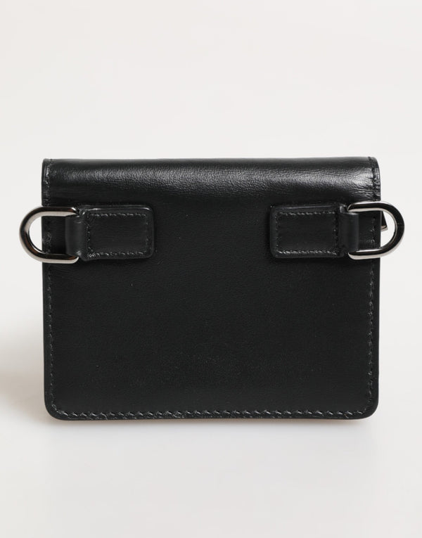 Dolce & Gabbana Black Leather DG Logo Bifold Card Holder Men Borse Wallet