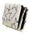 Dolce & Gabbana White Leather Black Star Print Trifold Card Holder Wallet