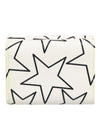Dolce & Gabbana White Leather Black Star Print Trifold Card Holder Wallet