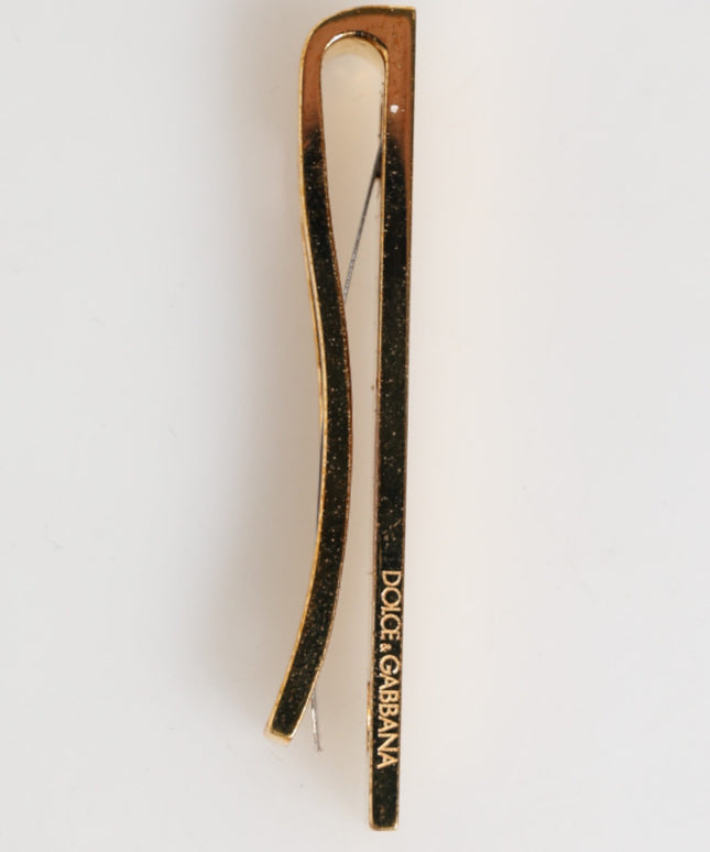Dolce & Gabbana Gold Tone Brass Logo Branded Men Accessory Tie Clip Bar