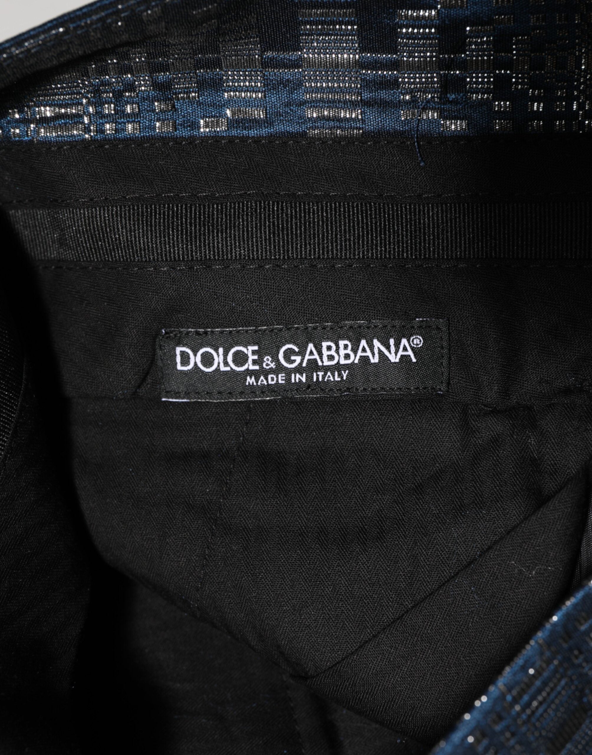 Dolce & Gabbana Blue Silver Shiny Silk Skinny Men Trouser Pants