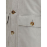 Brunello Cucinelli Gray Leather Jacket