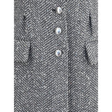 Alessandra Rich Gray Fleece Wool Coat
