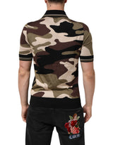 Dolce & Gabbana Camouflage Brown Silk MilitaryPolo T-shirt