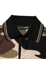 Dolce & Gabbana Camouflage Brown Silk MilitaryPolo T-shirt