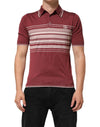 Dolce & Gabbana Cotton Burgundy Striped DG Logo PoloT-shirt