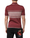 Dolce & Gabbana Cotton Burgundy Striped DG Logo PoloT-shirt