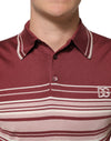 Dolce & Gabbana Cotton Burgundy Striped DG Logo PoloT-shirt