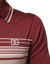 Dolce & Gabbana Cotton Burgundy Striped DG Logo PoloT-shirt