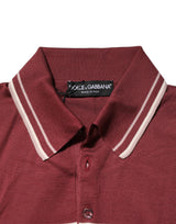 Dolce & Gabbana Cotton Burgundy Striped DG Logo Polo  T-shirt