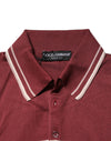 Dolce & Gabbana Cotton Burgundy Striped DG Logo PoloT-shirt