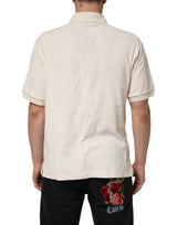 Dolce & Gabbana Ivory Cotton Terry Logo Pocket Polo T-shirt