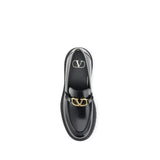Valentino Garavani Black Leather Slip-On Loafers