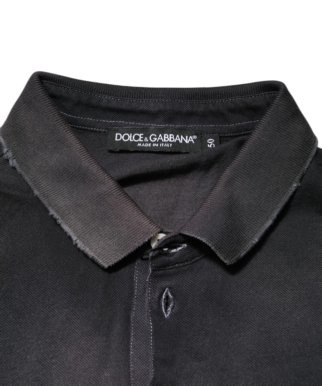 Dolce & Gabbana Gray Cotton Crown Collared Men Polo T-shirt