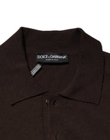 Dolce & Gabbana Brown Wool Logo Embroidered Men Polo T-shirt