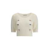 Alessandra Rich White Mohair Sweatshirt