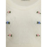 Alessandra Rich White Mohair Sweatshirt