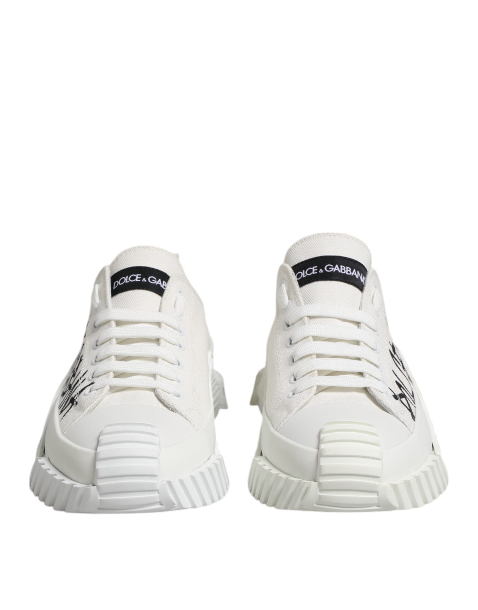 Dolce & Gabbana White Logo Graffiti Low Top Sneakers Shoes